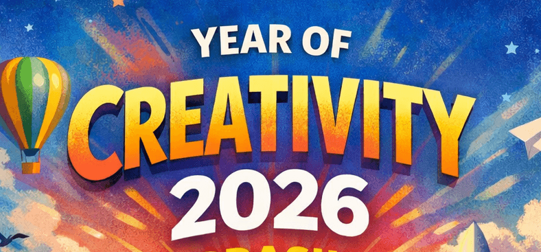 Colorful image with the sentence: Year of Creativity 2026.