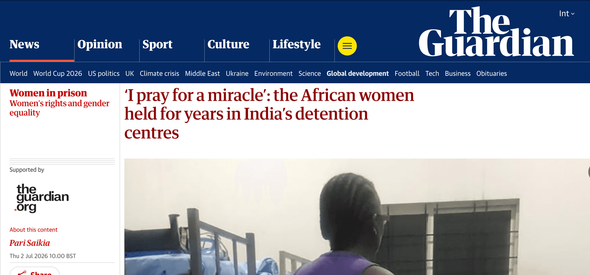 Mary, who is being held indefinitely in an immigration detention centre in India. 