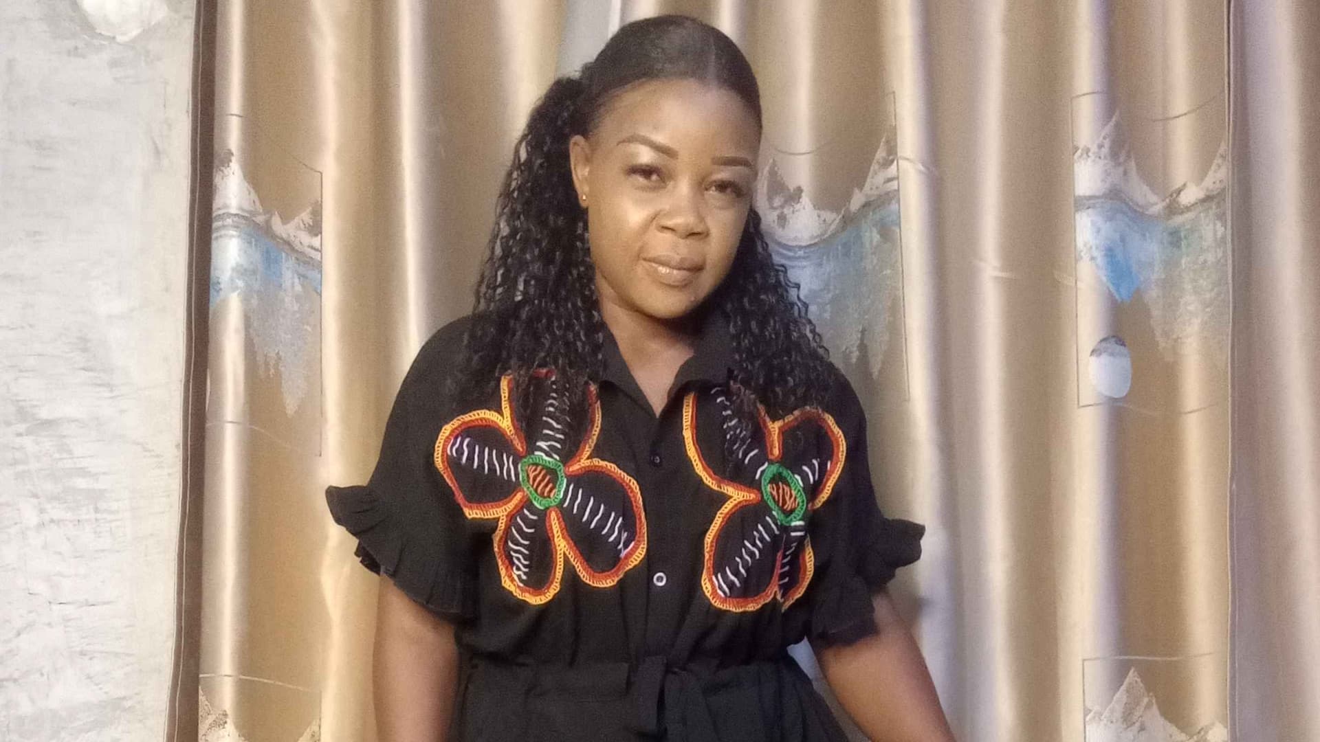 An image of me wearing one of my simple designs 
