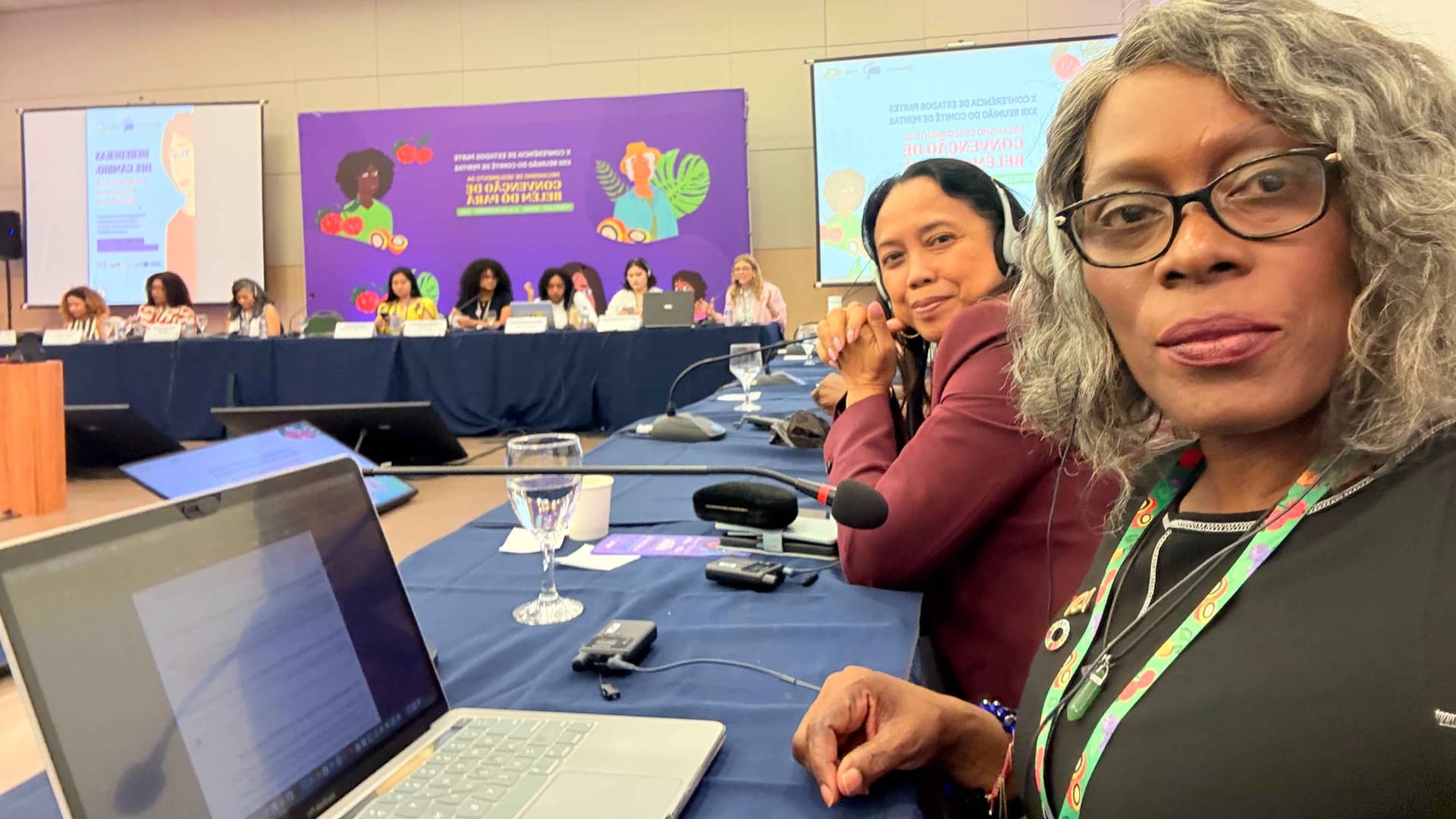 Sherna Alexander Benjamin and a colleague during the MESECVI Experts Negotiation Session