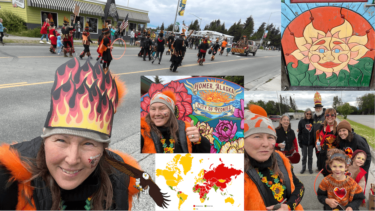 Homer 4th of July Parade celebrating 20 years of our community woven Burning Basket