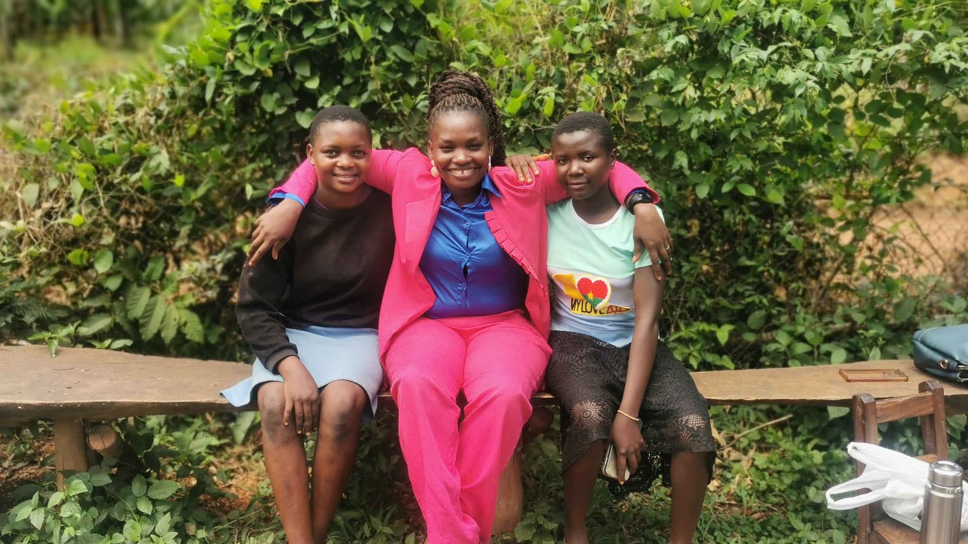 With some of the girls that are to benefit from the donations made