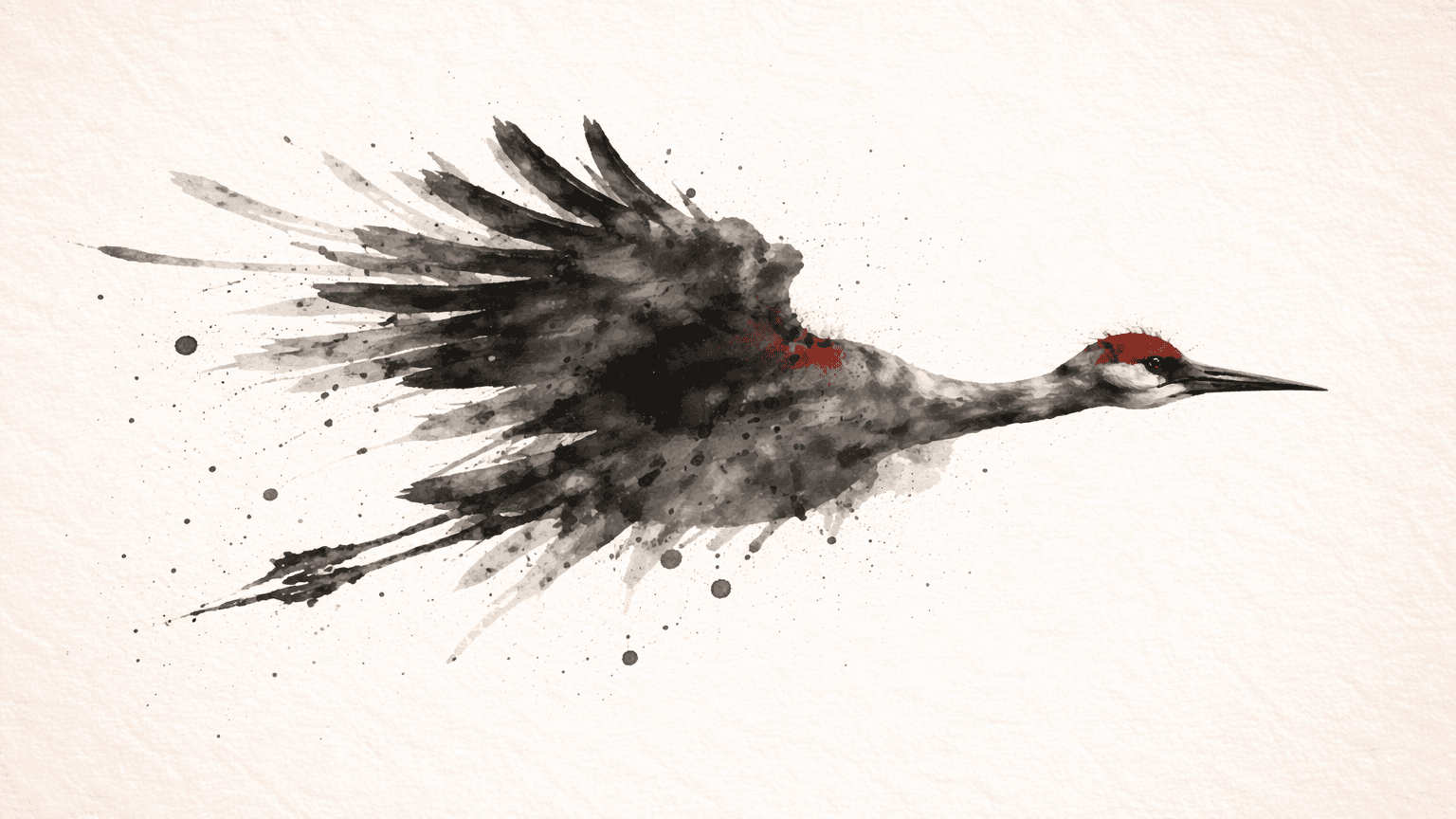 a crane done in ink spot style