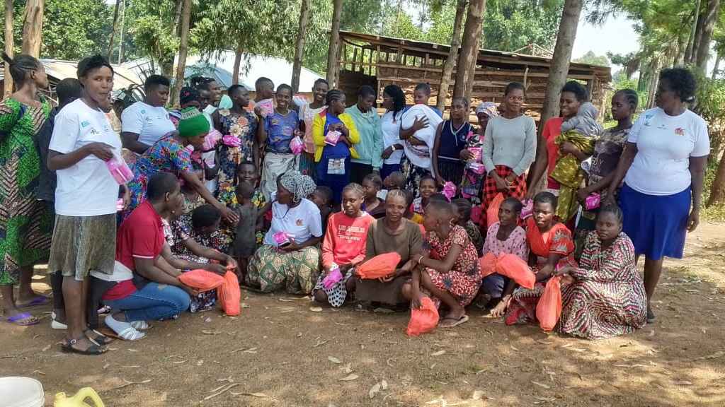 Teenage girls with dignity kits