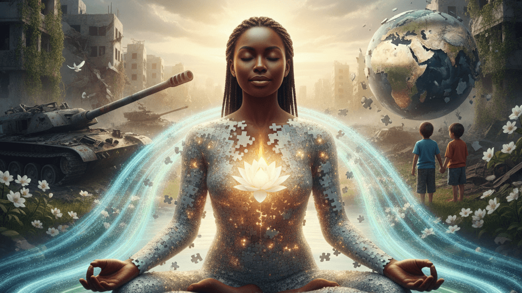 A lady meditating